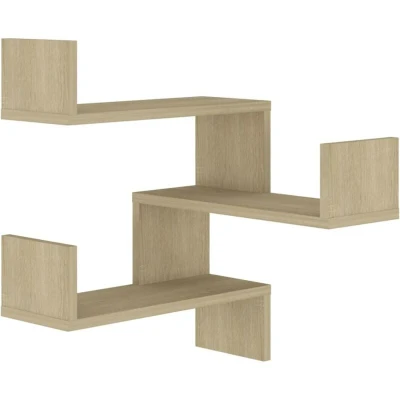 Image of vidaXL Wall Corner Shelf in Sonoma Oak Finish, Engineered Wood Construction, Living Room/Bedroom/Kitchen, Scandinavian Style, Easy Assembly.