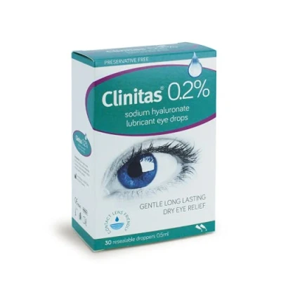 Image of Clinitas 0.2% Soothe Eye Drops for Dry Eye. Suitable Contact Lens wearers and Preservative Free The Relief of Gritty Eyes 30 x 0.5 ml vials Fully resealable