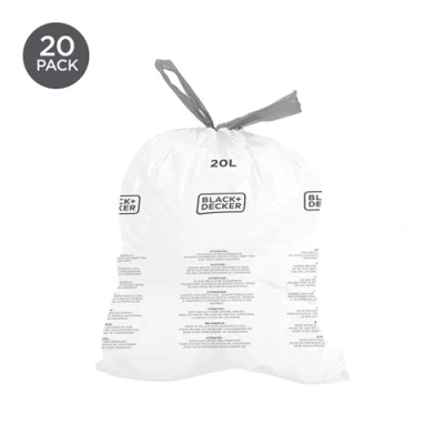 Image of Black + Decker 20L Bin Bags 20 Pack