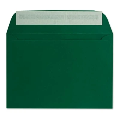 Image of 50 DIN C6 envelopes dark green 11.4 x 16.2 cm 90 grams self adhesive standard for baptisms &amp; invitations from your Glüxx agent