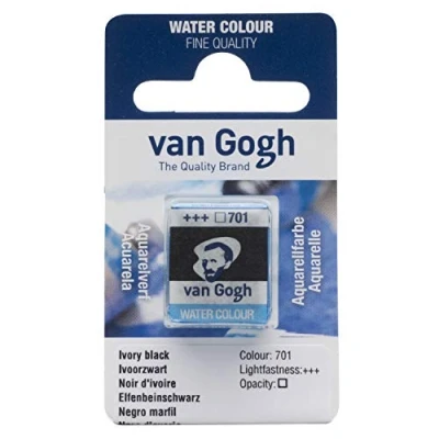 Image of Van Gogh Watercolour Paint, Half Pan, Ivory Black 701