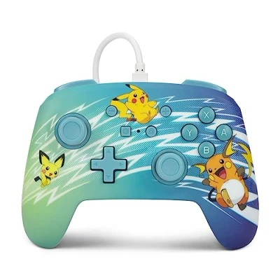 Image of PowerA Enhanced Wired Controller for Nintendo Switch and Oled Model, Advance Gaming Buttons, 3.5mm Stereo Jack Anti Friction Rings, Officially Licensed: Pikachu Evolution