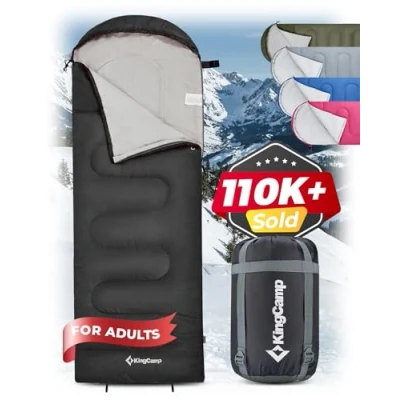 Image of KingCamp Sleeping Bag 3 Season Lightweight Waterproof Camping Indoor &amp; Outdoor Use for Adults Kids Hiking Backpacking and with Compression Sack