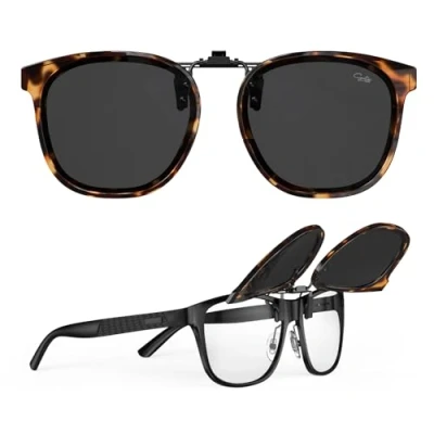 Image of Goiteia Oversized Clip on Sunglasses over Prescription Glasses Women Men,Fashion Framed Design for Discreetly Concealing Your Glasses,Easy to Put and Take off One handed