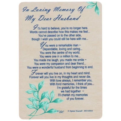 Image of Xpress Yourself Loving Memory Graveside Memorial Card &amp; Holder 5.75 X 4&quot; Relations Friends Etc My Dear Husband 35010