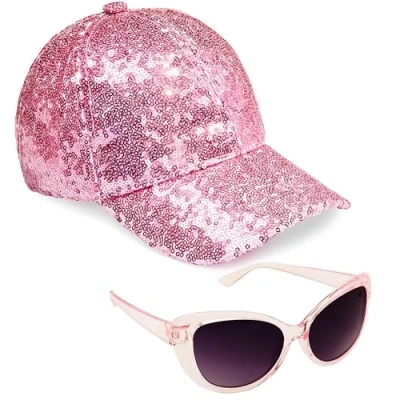 Image of CityComfort Girls Cap and Sunglasses Set, Baseball UV (Pink)