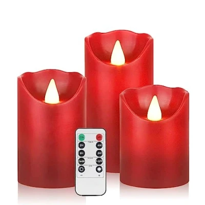 Image of Biyanuo LED Candles,Flameless Candles 4&quot; 5&quot; 6&quot; Real Wax Battery Candle Pillars, 10 Key Remote Control with 24 Hour Timer Function(Ivory,3 * 1)