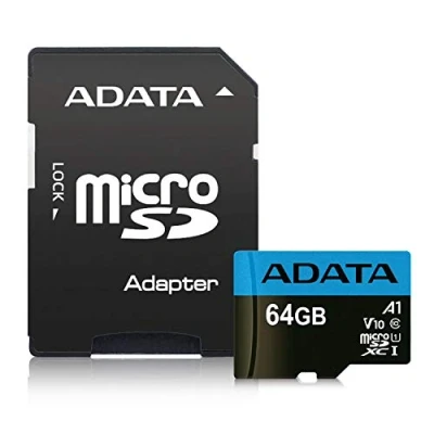 Image of ADATA 64GB, MicroSDHC, Class 10 64GB Flash Memory UHS I (microSDHC, 10, I, 85MB/s, Black, Blue)