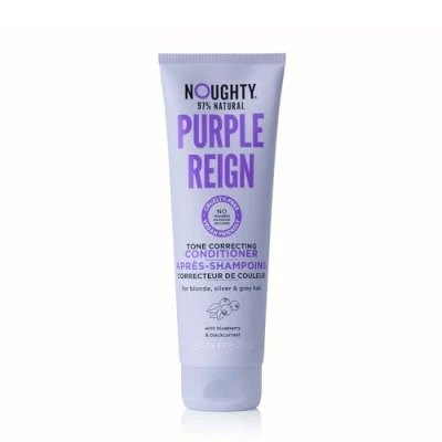 Image of Noughty 97% Natural Purple Reign Tone Correcting Conditioner for Blonde, Grey or Silver Hair to Banish Brassy Tones with Blueberry and Blackcurrant, Sulphate Free Vegan Haircare, 250ml