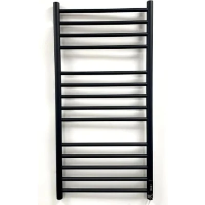 Image of Manissa Matt Black 400 W x 1000mm H Dry Electric Heated Stainless Steel Towel Rail Energy Efficient