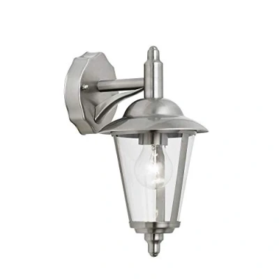 Image of HARVIE Traditional Polished Stainless Steel Finish Outdoor Garden Porch Weatherproof Wall Light Lantern IP44 Rated