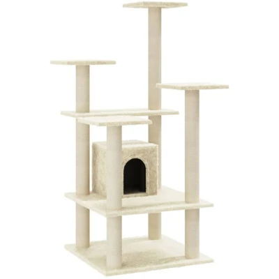Image of vidaXL Cat Tree with Sisal Scratching Posts Cream 110 cm