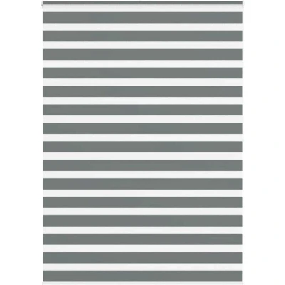 Image of vidaXL Zebra Blind Dark Grey 155x200 cm Fabric Width 150.9 Polyester
