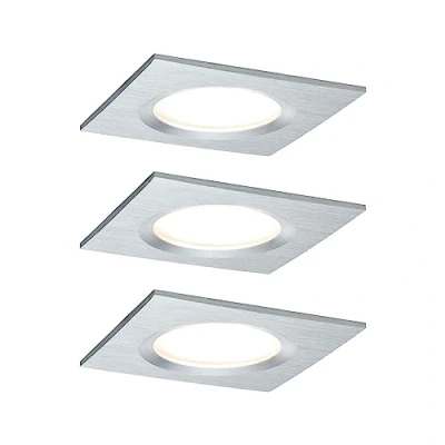 Image of Paulmann Coin Slim LED downlight 3 set angular aluminium