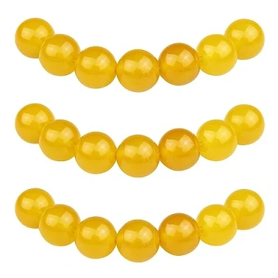 Image of MJDCB Natural Round Stone Beads 8mm Yellow Agate Loose Gemstone for Jewelry Making Bracelet Necklace 43pcs