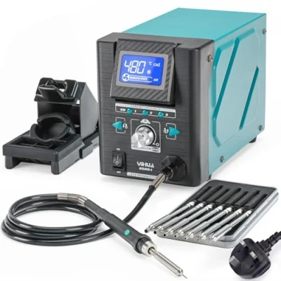 Image of YIHUA 8509 I Precision Hot Air Soldering Station with Rapid and Heating, Tiltable Display, 3 Pre Set Channels, 8 Nozzles for SMD Rework Repair (UK Plug)