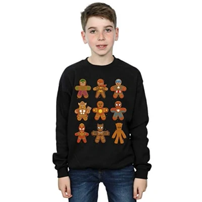 Image of Marvel Boys Avengers Christmas Gingerbread Sweatshirt Black 3 4 Years