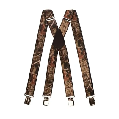 Image of Olata Men’s Adjustable X Shape Fishing Braces with Embossed Clips 4cm. Camouflage A
