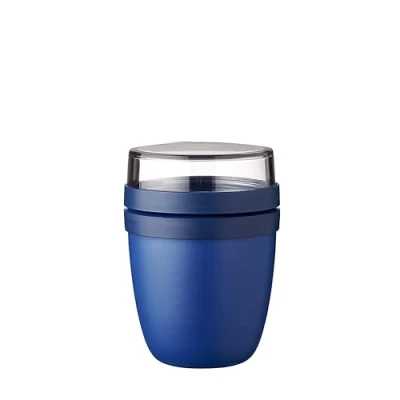 Image of Mepal Overnight Oat jar Mini Practical Yoghurt Cup &amp; Muesli Separate Compartments for Suitable Freezer, Microwave Dishwasher 300 ml + 120 Vivid Blue