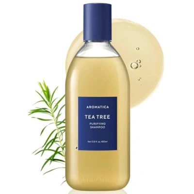 Image of AROMATICA Tea Tree Purifying Shampoo 13.53fl.oz./400ml Sulfate Free, Vegan, Fights Oily Scalp, with Salicylic Acid Hair Cleansing for Itchy Refreshing and Clarifying