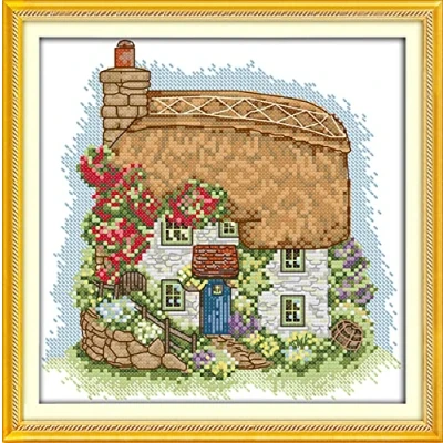 Image of Cross Stitch Kits Stamped, OWN4B Cat Printed Pattern 11CT 11.8x11.8 inch DIY Embroidery Kit (Cottage)