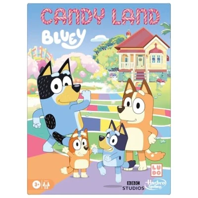 Image of Hasbro Gaming Candy Land Bluey Edition Board Game Ages 3 and Up 2 6 Players Play as Dad, Mum, Bluey, Bingo, Muffin, or Socks Preschool Games Kids Gifts (Amazon Exclusive)