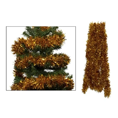 Image of Simply Products 4M Chunky/Fine Cut Christmas Tinsel Garland Decoration (Gold)