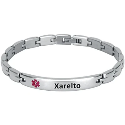 Image of Smarter LifeStyle Elegant Surgical Grade Steel Medical Alert ID Bracelet For Men and Women (Women&#039;s, Xarelto)