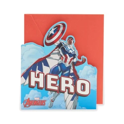 Image of UK Greetings Marvel The Avengers Greeting/Birthday Card for Him/Boy Captain America Design