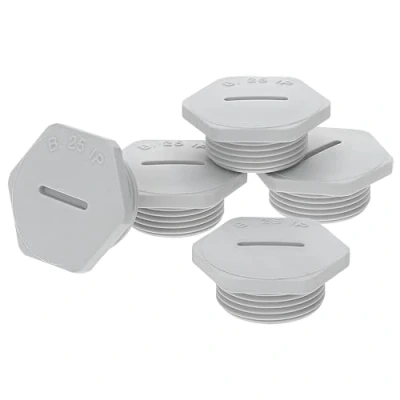 Image of Pack of 5 Kalitec G4825210 M25 Blanking Plugs Plastic Hexagonal Light Grey I 32 mm Diameter Plug Set Dust and Waterproof IP68