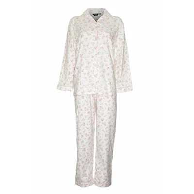 Image of Champion Blue Sea Womens Floral Warm Wyncette Cotton Pyjamas Pink 12 14