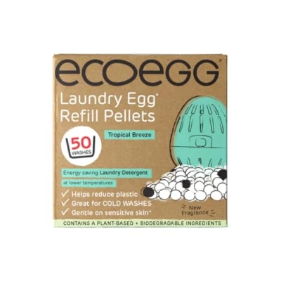 Image of Ecoegg Laundry Egg Refill Pellets Detergent and Fabric Softener Replacement No bio, enzymes, bleaches or phosphates 50 Washes Tropical Breeze