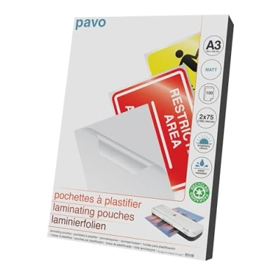 Image of Pavo Laminating Pouches A3 2x75mic Matt (Pack of 100)