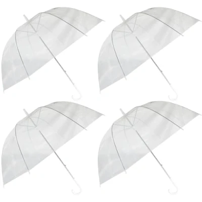 Image of Armo® 4 X Dome Bubble PVC Umbrella Birdcage Wedding Bridal White Walking Rain 34.5 INCH
