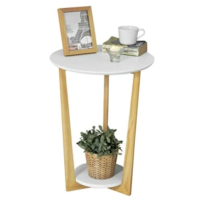 Image of SoBuy® FBT52 WN, 2 Tiers Round Wooden Side Table, Tea Coffee End Table