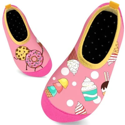 Image of Kids Swim Water Shoes for Girls Toddlers Baby Aqua Socks Quick Dry Pool Beach Barefoot Children（Pink Donut 30/31EU