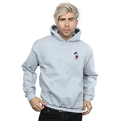 Image of Disney Men&#039;s Mickey Mouse Kickin Retro Chest Hoodie Sport Grey Large