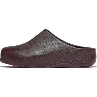 Image of Fitflop Women&#039;s SHUV Tumbled Leather Clogs, Chocolat, 4 UK