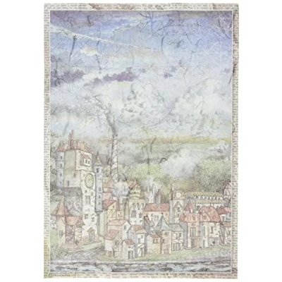 Image of Stamperia Rice Paper Sir Vagabond Cityscape, Various, A4 DFSA4514