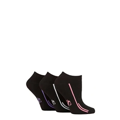 Image of Women&#039;s 3 Pair SOCKSHOP Performance Sport Cushioned Trainer Socks Black 4 8