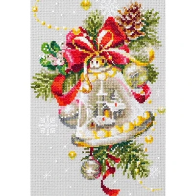 Image of Magic needle 100 232 ZW Christmas Bell Cross Stitch Kit with Zweigart Edition Counted Pattern Cotton Multi Coloured 16 x 23 cm