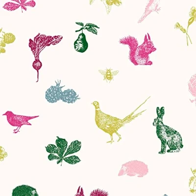 Image of Graham &amp; Brown Joules Etched Woodland Creme Multi Wallpaper