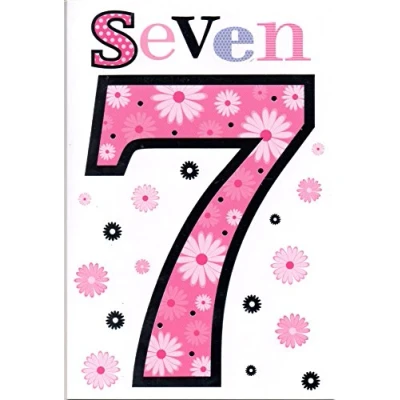 Image of Children&#039;s 7th Birthday Card for Seven (7) Year Old Girl Free Post (UK)