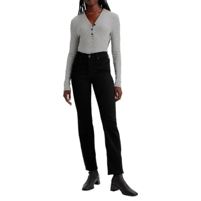 Image of Levi&#039;s Women&#039;s 314 Shaping Straight Jeans, Black and Black, 28W / 30L
