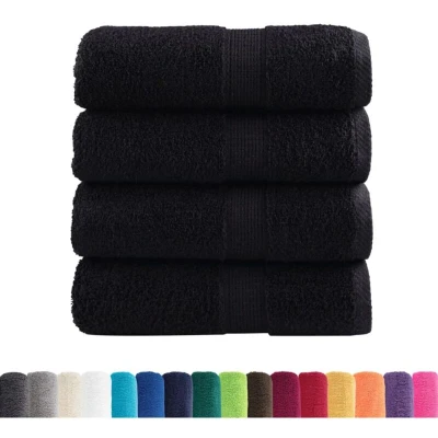Image of vidaXL Premium Guest Towels SOLUND 4 pcs Black 30x50 cm 600 gsm