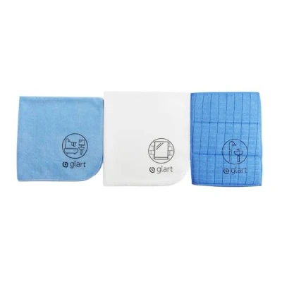 Image of Glart 4PAS set of 3 microfiber cloths for bathroom, toilet, shower, sanitary, household, more thorough than cotton or simple cleaning cloths, kitchen towels, tea towels