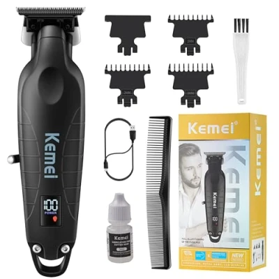 Image of KEMEI 2293 Professional Hair/Beard Trimmer for Men Zero Gapped Hair Clippers Barber with T Blade, Cordless Rechargeable Gift