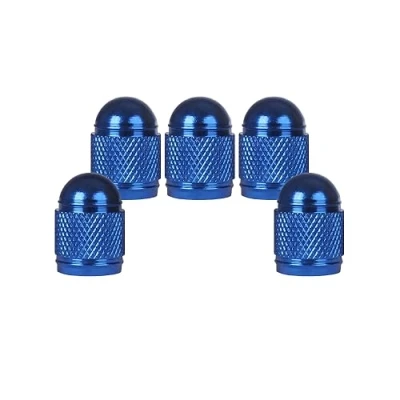 Image of SENZEAL 5Pcs Tyre Valve Caps Bullet Style Universal Car Dust Cap Aluminum Tire Stem for Bikes Cars Motorcycles Trucks SUVs Blue