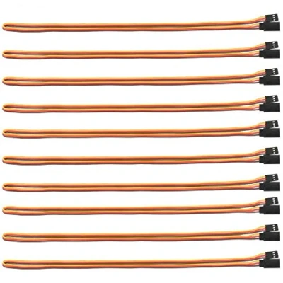 Image of POFET 10pcs 100cm JR Style Servo Extension Cables, 3Pin Cable 22AWG 60 Cores Wire Male to Female Futaba for Remote Control Aircraft