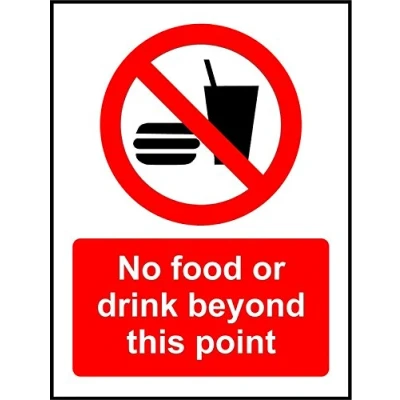 Image of No Food Or Drink Beyond This Point Safety sign 3mm Aluminium 400mm x 300mm